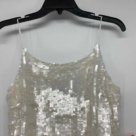 Mac Duggal Dress 93628 Sequined Embellished White Floral Mini - Picture 5 of 13